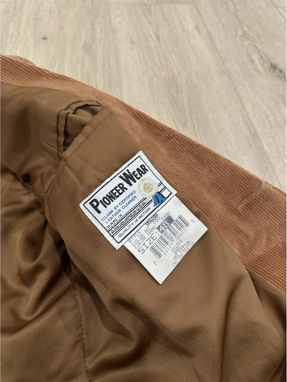 VTG Pioneer Wear Brown Corduroy Leather Cowboy Blazer Jacket Rockabilly Sz 48